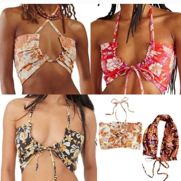 FREE PEOPLE Summer Of Love Floral Convertible BandeauTop In Natural/un.Sz S NWT - Picture 9 of 9